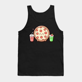 Kawaii Food Characters for Kawaii Lovers | Kawaii Pepperoni Pizza Party Tank Top